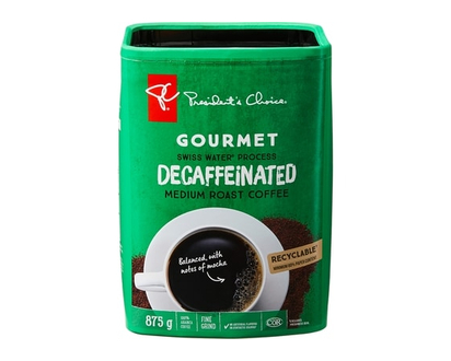le Choix du Président Café décaféiné à la méthode Swiss WaterMD torréfaction moyenne à mouture fine Gourmet - 875.0 G