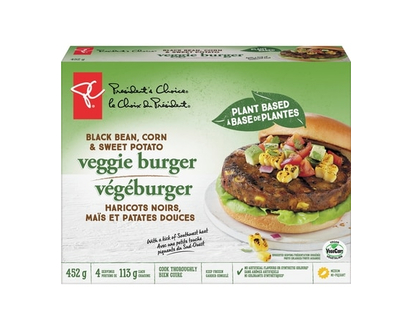 President's Choice Plant Based Black Bean, Corn and Sweet Potato Veggie Burgers - 452.0 G