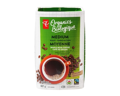PC Organics Medium Roast Whole Bean Coffee - 907.0 G