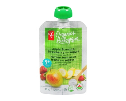 PC Organics Apple, Banana & Strawberry With Yogurt Strained Baby Food - 128.0 ML