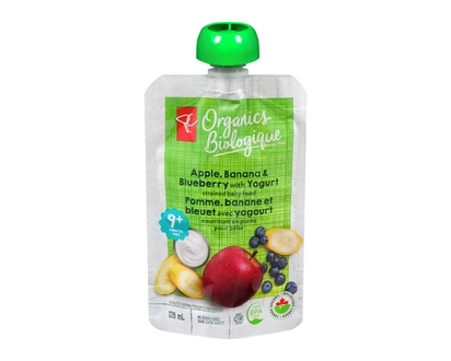 PC Organics Apple, Banana & Blueberry Strained Baby Food - 128.0 ML