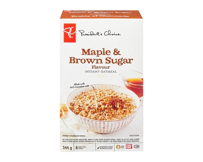 President's Choice Instant Oatmeal, Maple & Brown Sugar - 344.0 G