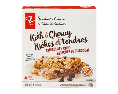 President's Choice Barres granola riches et tendres aux brisures de chocolat - 120 G