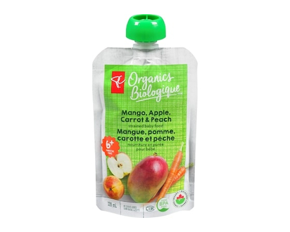 PC Organics Mango, Apple, Carrot, and Peach Strained Organic Baby Food - 128.0 ML