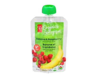 PC Organics Banana and Raspberry Strained Organic Baby Food - 128.0 ML