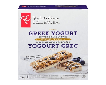 President's Choice Barres granola enrobées de yogourt grec, bleuets - 175 G