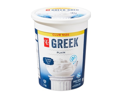 President's Choice 0% MF Greek Yogurt, Plain, Club Size - 1.0 KG