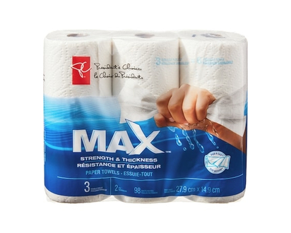 President's Choice Max Strength and Thickness Paper Towels 3=6 Rolls - 98.0 EA