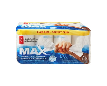 President's Choice Paper Towels, Max Strength & Thickness, 8 Roll Pack - 8.0 EA