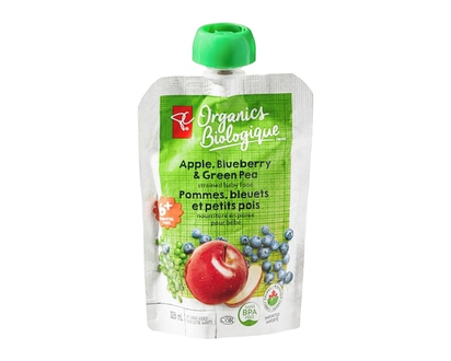 PC Organics Apple, Blueberry, and Green Pea Strained Organic Baby Food - 128.0 ML