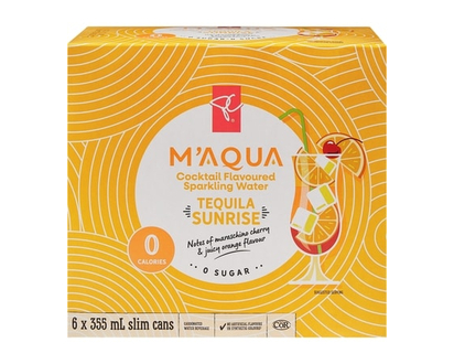 President's Choice M'AQUA Tequila Sunrise Cocktail Flavoured Sparkling Water - 355.0 ML