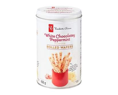 President's Choice White Chocolatey Peppermint Flavoured Rolled Wafers - 400.0 G