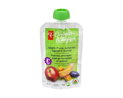 PC Organics Apple, Prunes & Butternut Squash Strained Baby Food - 128.0 ML