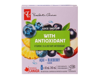President's Choice PC® Açaà­ + Blueberry Flavour Juice Shots Juice Blend with Antioxidant and Other Ingredients - 1.0 EA