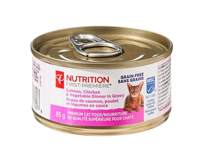 President's Choice Nutrition First Salmon, Chicken, and Vegetable Dinner in Gravy Premium Cat Food - 85.0 G