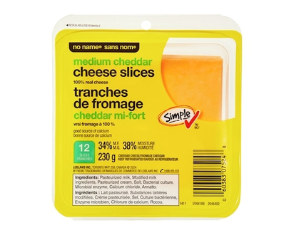 No Name Medium Cheddar Cheese Slices - 230.0 G