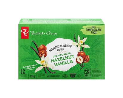 President's Choice Decaffeinated Hazelnut Vanilla Naturally Flavoured Single Serve Coffee Pods - 12.0 EA