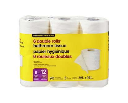 No Name Double Rolls Bathroom Tissue 6 Pack - 6.0 EA