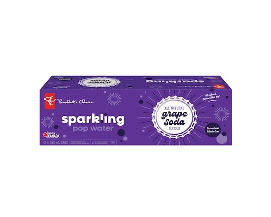 Grape Soda Flavour Sparkling Pop Water 12 Pack - 355.0 ML