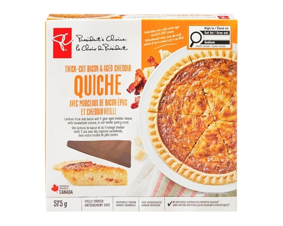 President's Choice Thick-Cut Bacon and Aged Cheddar Quiche - 575.0 G