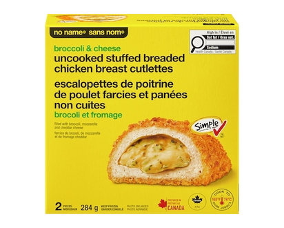 No Name Broccoli and Cheese Uncooked Stuffed Breaded Chicken Breast Cutlettes - 284.0 G