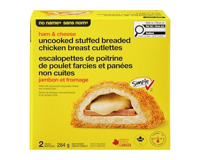 No Name Ham and Cheese Uncooked Stuffed Breaded Chicken Breast Cutlettes - 284.0 G