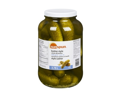 Kosher Style Whole Dill Pickles With Garlic - 3.78 L
