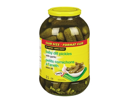 Sans Nom Petits cornichons à l’aneth avec ail, format club - 2.0 L