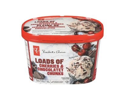le Choix du Président Crème glacée légère pleine de cerises et morceaux chocolatés - 1.5 L