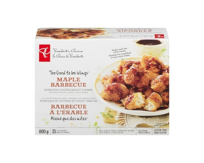 President's Choice Too Good To Be Wings Maple Barbecue Boneless Coated Chicken Breast Chunks - 800.0 G