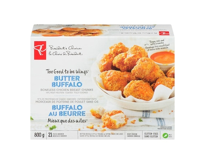 President's Choice Too Good To Be Wings Boneless Chicken Breast Chunks, Butter Buffalo - 800.0 G
