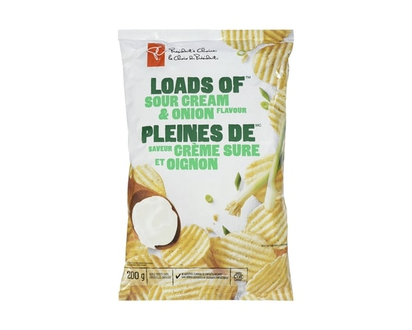 President's Choice Loads of Sour Cream & Onion Rippled Potato Chips - 200.0 G