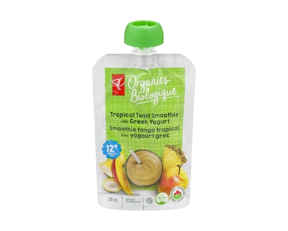 PC Organics Tropical Twist Smoothie With Greek Yogurt Strained Baby Food - 128.0 ML