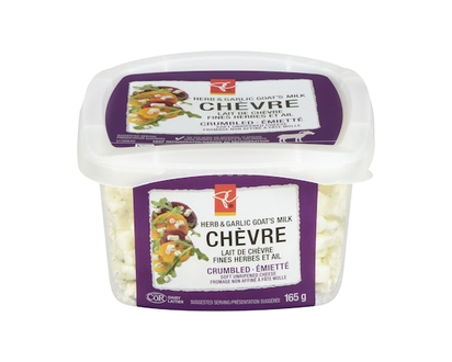 President's Choice Garlic & Herb Crumbled Goat's Milk Chèvre - 165.0 G