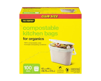 No Name Compostable Kitchen Bags for Organics Club Size - 100.0 EA
