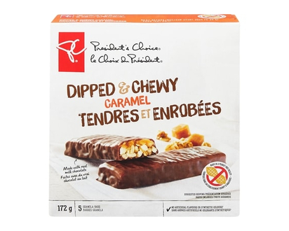 President's Choice Barres granola tendres et enrobées, caramel - 172 G