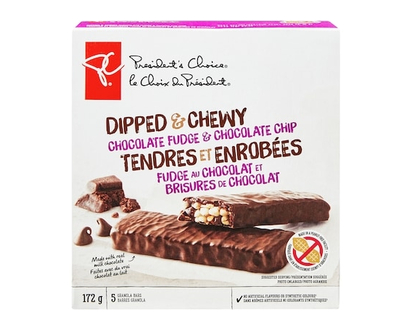 President's Choice Barres granola tendres et enrobées, fudge au chocolat et brisures de chocolat - 172 G