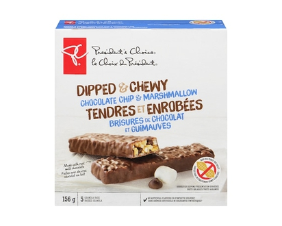 President's Choice Dipped & Chewy Chocolate Chip & Marshmallow Granola Bars - 156.0 G