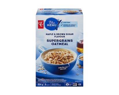PC Blue Menu Blue Menu Maple and Brown Sugar Flavour Supergrains Oatmeal - 38.0 G