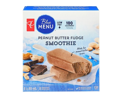 PC Menu Bleu Barres glacées au smoothie au fudge au beurre d’arachides - 80.0 ML