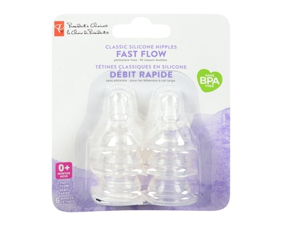 President's Choice Classic Silicone Nipples - Fast Flow - 6 EA