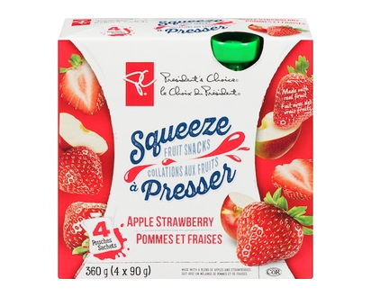 President's Choice Apple Strawberry Squeeze Fruit Snacks - 90.0 G