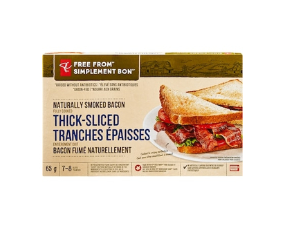 President's Choice Free From Naturally Smoked Fully Cooked Thick Sliced Bacon - 65.0 G