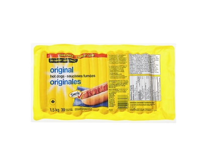 Sans Nom Saucisses fumées originales, format club - 1.5 KG
