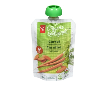 PC Organics Strained Baby Food Carrots - 128 ML