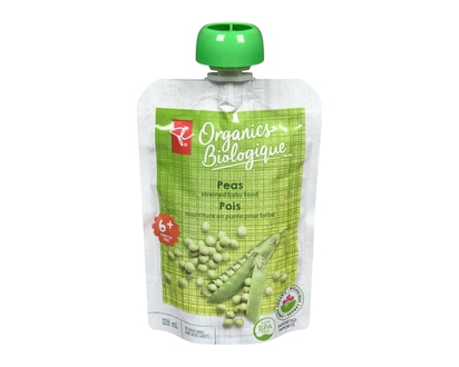 PC Organics Strained Baby Food Peas - 128 ML