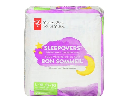 President's Choice Sleepovers Nighttime Underwear For Girls - 20.0 EA