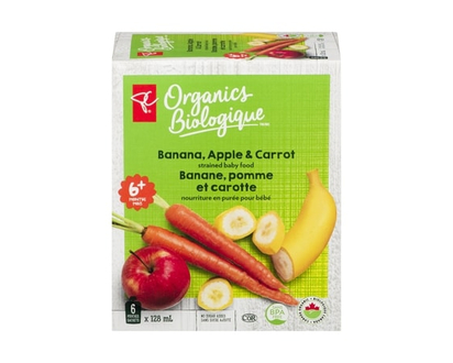 PC Organics Banana Apple & Carrot Strained Baby Food - 128.0 ML