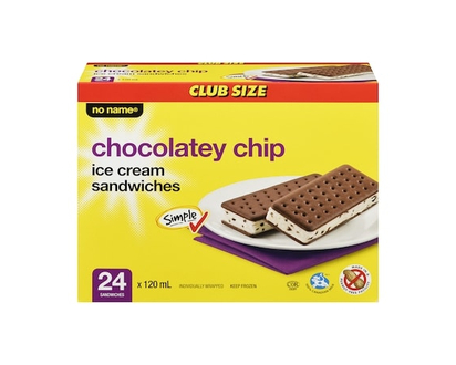 Sans Nom Sandwichs à la crème glacée aux brisures chocolatées, format club - 120.0 ML