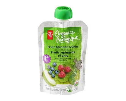 PC Organics Fruit, Spinach, and Chia Strained Organic Baby Food - 128.0 ML